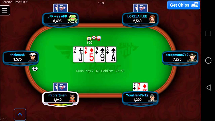Скрин из мобильного клиента FullTilt Poker